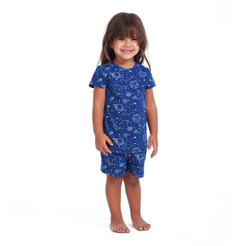 Girls summer pajama set Space t-shirt + Shorts